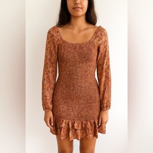 Japna Smocked Long Sleeve Mini Dress‎